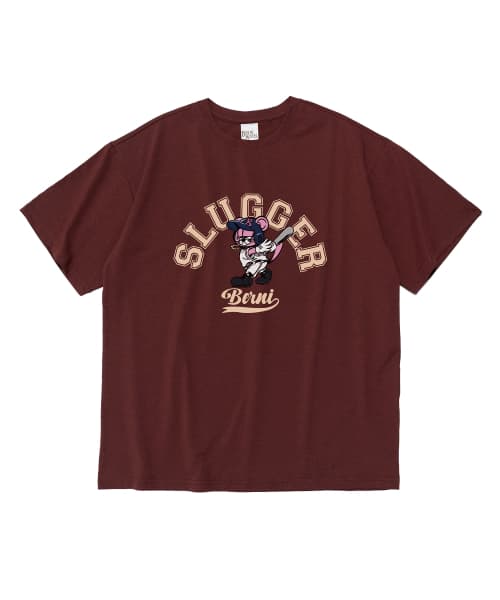 Baseball Playing BERNI Dry-Fit Short-Sleeve T-Shirt (Wine)