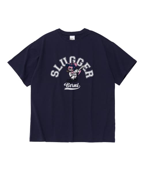 Baseball Playing BERNI Dry-Fit Short-Sleeve T-Shirt (Navy)