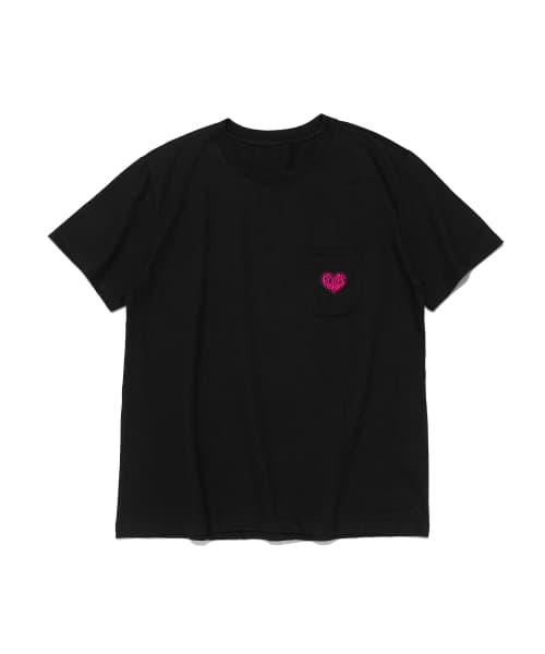 Heart Frame Logo Pocket Short-Sleeve T-Shirt (Black)