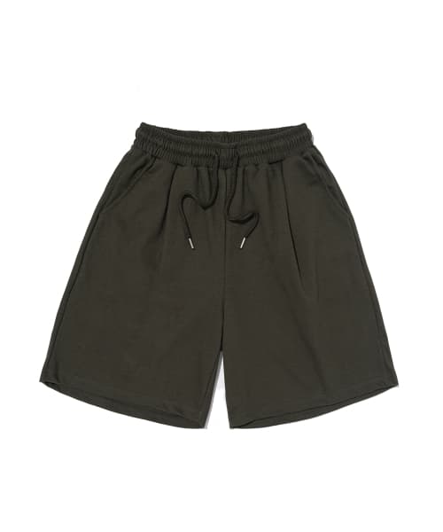 Soft Solid Pin-Tuck Cotton Shorts (Khaki)