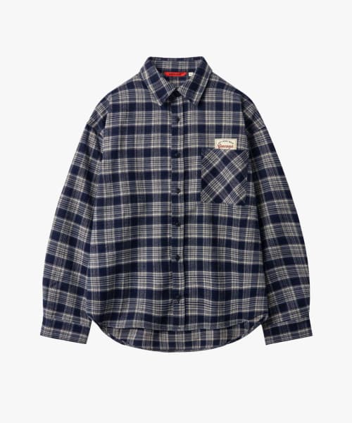 Vintage Semi-Crop Checked Shirts GEE267-112 Navy