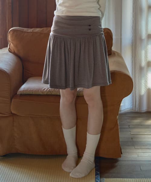 Striped Foldover Skirts in Brown