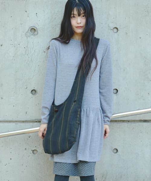 Reversible Striped Hobo Bag Deep Green